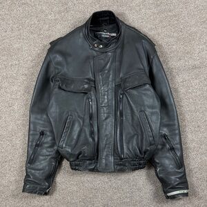 ROADGEAR Black Leather Heavy Duty Motorcycle Biker Riding Bomber Jacket Men’s XL